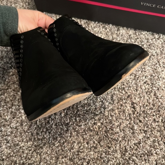 Vince Camuto Black Pevista Suede Leather Booties - Size 6.5 - Picture 9 of 12